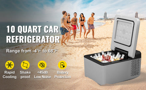 SucceBuy 9L 15L Car Refrigerator Portable Compressor Fridge Freezer Cooler 12V/24V DC 110-240V AC RV Travelling Camping Fishing