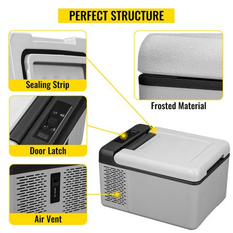 SucceBuy 9L 15L Car Refrigerator Portable Compressor Fridge Freezer Cooler 12V/24V DC 110-240V AC RV Travelling Camping Fishing